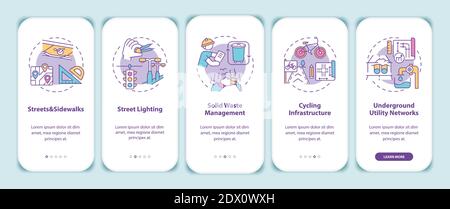 City infrastructure onboarding mobile app page screen with concepts Stock Vector