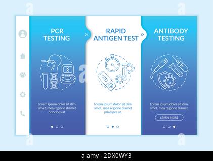 Coronavirus testing types onboarding vector template Stock Vector