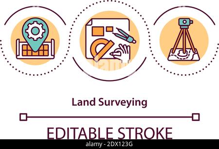 Land surveying concept icon Stock Vector