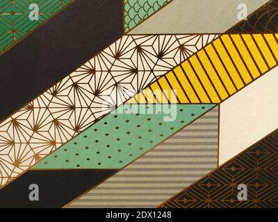 Background of geometric lines and surface colored with patterns Stock Photo