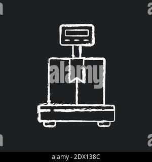 Industrial scales chalk white icon on black background Stock Vector