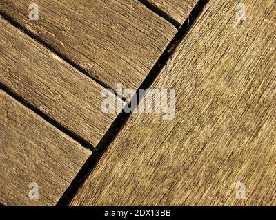 Background of geometric lines on a worn wooden surface Stock Photo