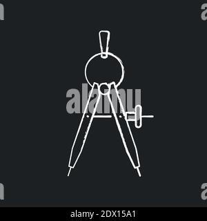 Compass chalk white icon on black background Stock Vector