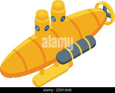 Yellow submarine icon. Isometric of yellow submarine vector icon for web design isolated on white background Stock Vector