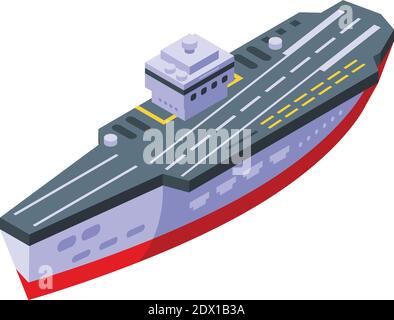 Aircraft carrier ship icon. Isometric of aircraft carrier ship vector icon for web design isolated on white background Stock Vector