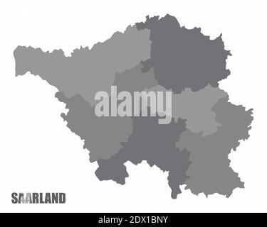 Saarland districts map Stock Vector