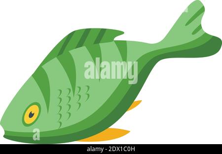 Green exotic fish icon. Isometric of green exotic fish vector icon for web design isolated on white background Stock Vector