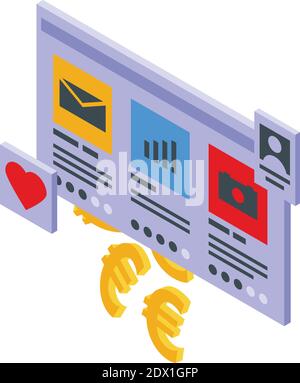Web monetization icon. Isometric of web monetization vector icon for web design isolated on white background Stock Vector