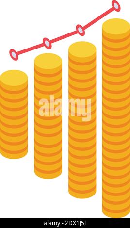 Monetization coins graph icon. Isometric of monetization coins graph vector icon for web design isolated on white background Stock Vector