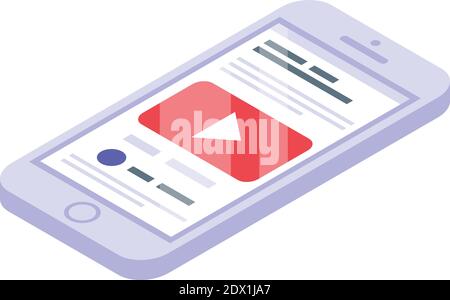 Monetization video smartphone icon. Isometric of monetization video smartphone vector icon for web design isolated on white background Stock Vector