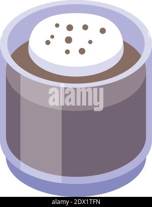 Chocolate milk glass icon. Isometric of chocolate milk glass vector icon for web design isolated on white background Stock Vector