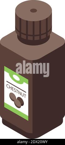 Chestnut oil bottle icon. Isometric of chestnut oil bottle vector icon for web design isolated on white background Stock Vector