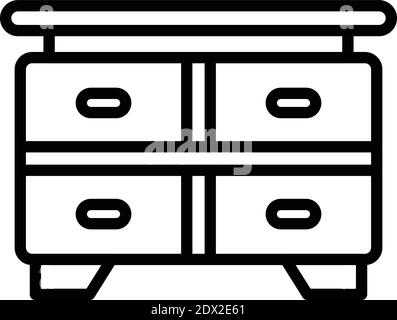 Table drawer icon. Outline table drawer vector icon for web design isolated on white background Stock Vector
