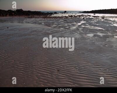 Sand patterns at low tide on the beach at Middle Lagoon, Dampier Peninsula, Western Australia Stock Photo