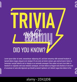 Trivia night on speech bubble. Did you know  Stock Vector