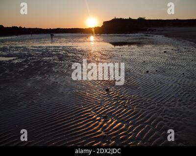 Sunset over sand ripples at low tide,  Middle Lagoon, Dampier Peninsula, Western Australia Stock Photo
