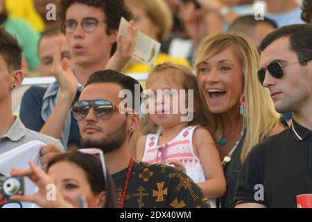 France's player wives Ludivine Sagna, Mrs Cabaye and Mrs Mavuba in Soccer World Cup 2014 1/4 of Final round match France vs Germany at Maracana Stadium, Rio de Janeiro, Brazil on July 4, 2014. Germany won 1-0 . Photo by Henri Szwarc/ABACAPRESS.COM Stock Photo