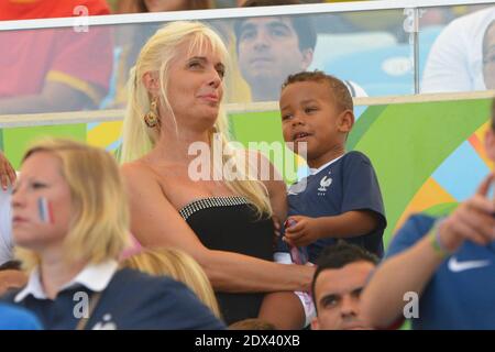 France's player wives Ludivine Sagna, Mrs Cabaye and Mrs Mavuba in Soccer World Cup 2014 1/4 of Final round match France vs Germany at Maracana Stadium, Rio de Janeiro, Brazil on July 4, 2014. Germany won 1-0 . Photo by Henri Szwarc/ABACAPRESS.COM Stock Photo