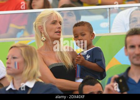 France's player wives Ludivine Sagna, Mrs Cabaye and Mrs Mavuba in Soccer World Cup 2014 1/4 of Final round match France vs Germany at Maracana Stadium, Rio de Janeiro, Brazil on July 4, 2014. Germany won 1-0 . Photo by Henri Szwarc/ABACAPRESS.COM Stock Photo