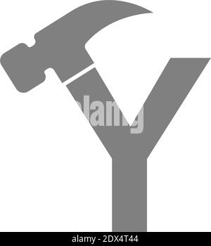 Letter Y and hammer combination icon logo design vector Stock Vector