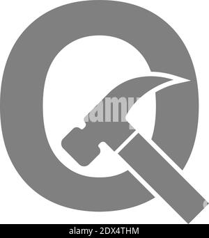 Letter Q and hammer combination icon logo design vector Stock Vector