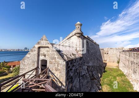 Famous Morro Castle, Castillo de los Tres Reyes del Morro, a fortress guarding the entrance to Havana bay in Havana, Cuba. Stock Photo