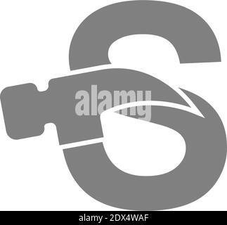 Letter S and hammer combination icon logo design vector Stock Vector