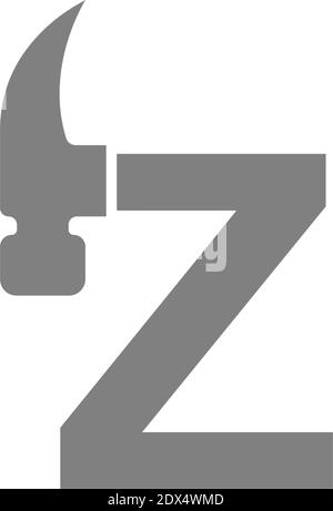 Letter z and hammer combination icon logo design vector Stock Vector