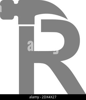 Letter  Rand hammer combination icon logo design vector Stock Vector