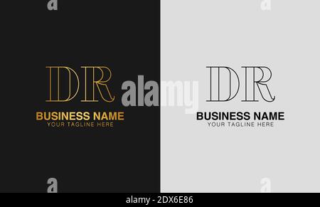 DR D R initial  based abstract modern minimal creative logo, vector template image. luxury logotype logo, initial logo. Stock Vector