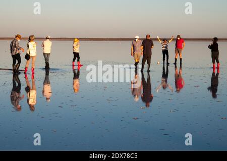 Lake Tyrrell, a vast salt lake at Sea Lake in the Mallee region of northwest Victoria, Australia Stock Photo