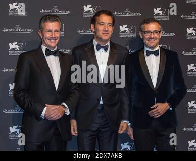 Jaeger-LeCoultre CEO Daniel Riedo, Clive Owen, Jaeger-LeCoultre Communication Director Laurent Vinay attending the Jaeger LeCoultre Gala Dinner in San Rocco, Venice, Italy, September 2, 2014. Photo by Marco Piovanotto/ABACAPRESS.COM Stock Photo