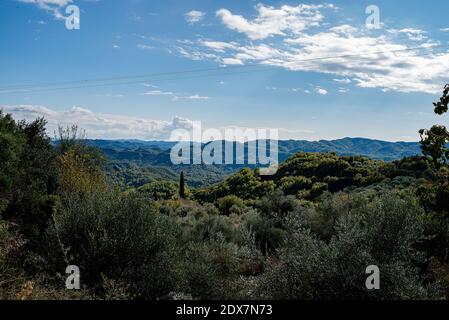 Tzoumerka, Epirus, Greece - October 28, 2017: Mountain view on a sunny day Stock Photo