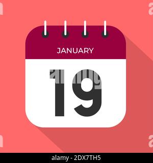 Calendar day 16. Number sixteen on a white paper with wine color border on pink background vector. Stock Vector