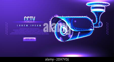 cctv camera security, low poly wireframe. vector illustration Stock Vector
