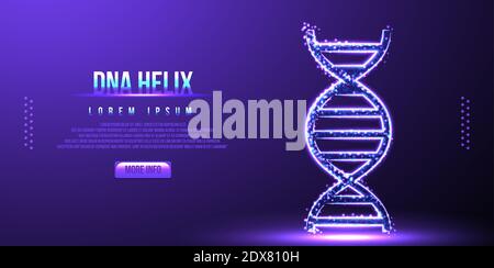 dna, helix molecule, low poly wireframe, vector illustration Stock Vector