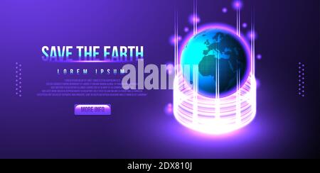 earth, globe futuristic design, low poly wireframe, vector illustration Stock Vector