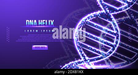Futuristic DNA, low poly wireframe design Stock Vector