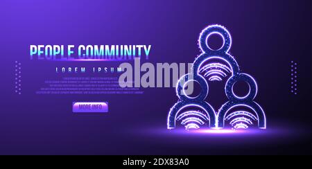 people sharing, community, low poly wireframe, vector illustration Stock Vector