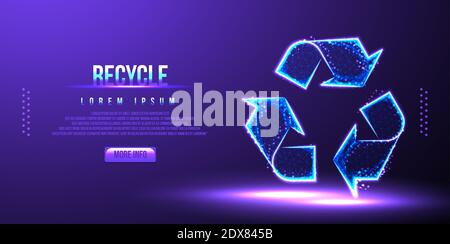 recycle, renew, low poly wireframe, vector illustration Stock Vector