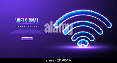 wifi signal, low poly wireframe vector illustration Stock Vector