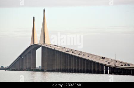 Views of the Sunshine Skyway Bridge Stock Photo