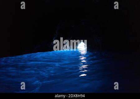 Italy  Inside the Blue Grotto on the Island Of Capri Stock Photo
