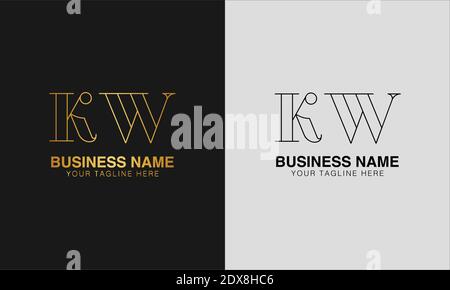 KW K W initial  based abstract modern minimal creative logo, vector template image. luxury logotype logo, initial logo. Stock Vector