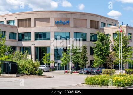 Mississauga, Ontario, Canada - August 11, 2019:  Intuit corporation office building in Mississauga, Ontario, Canada. Stock Photo