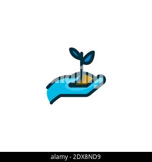 hand holding seed sprout colorful icon vector illustration Stock Vector
