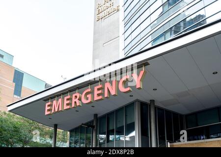 Sign of Emergency at Toronto General Hospital in Toronto. Stock Photo