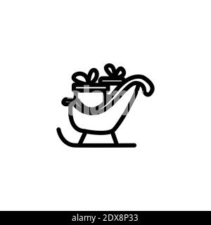santa train and gift box line icon vector illustration Stock Vector