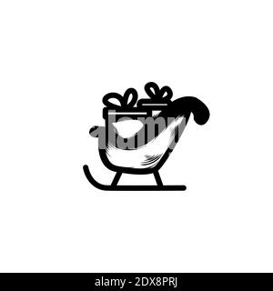 santa train and gift box hand drawn icon vector illustration Stock Vector