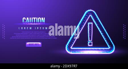 caution sign, low poly, vector illustration Stock Vector